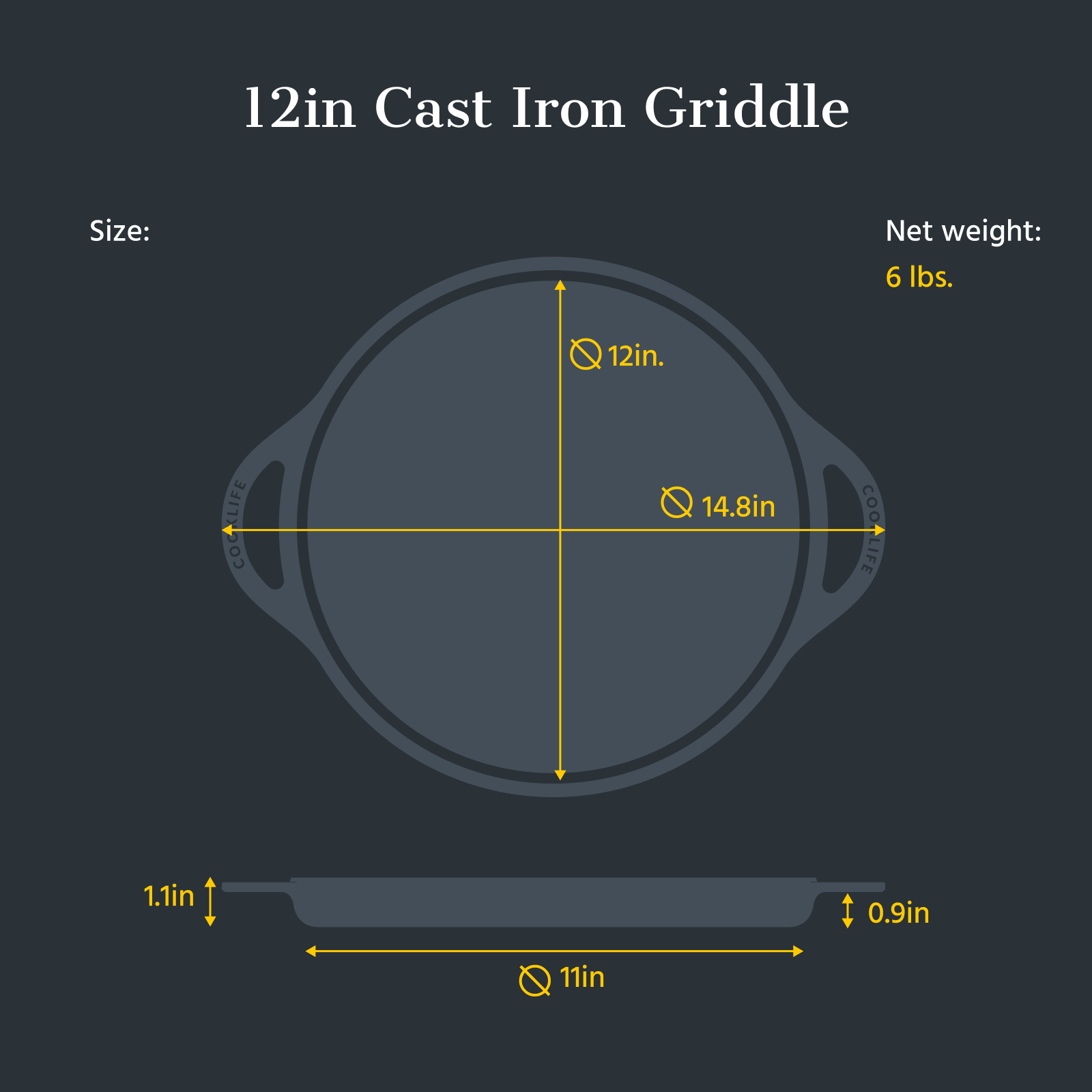 12 Inch Cast Iron Double-handled Griddle