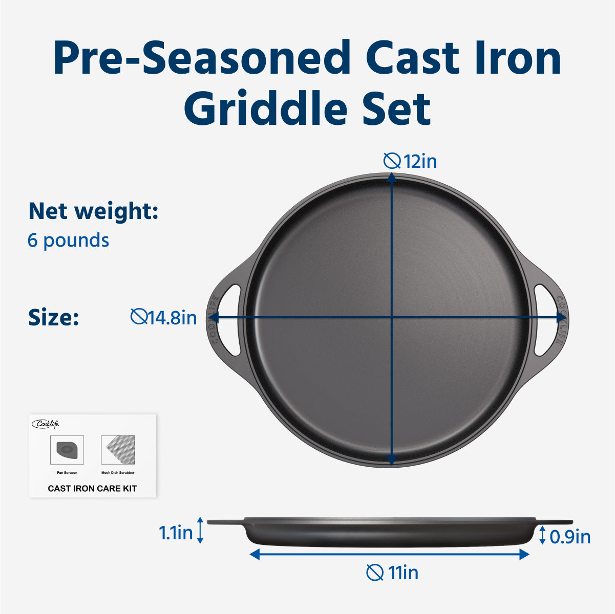 12” Skillet + 12" Griddle + 5.5 QT Dutch Oven