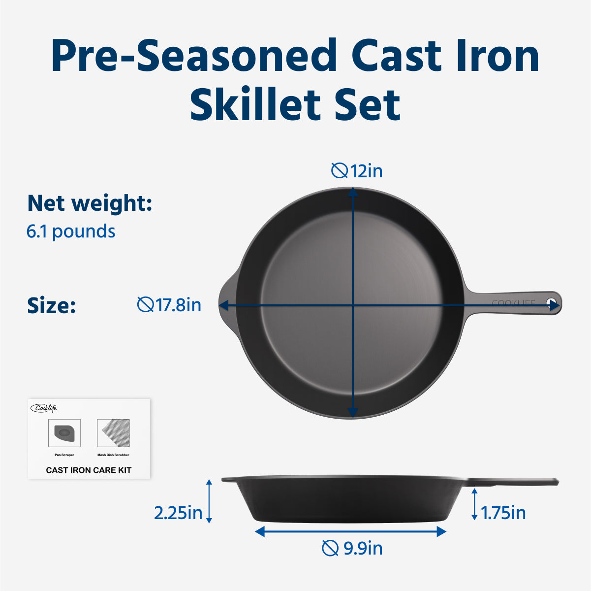 12” Skillet + 12" Griddle + 5.5 QT Dutch Oven