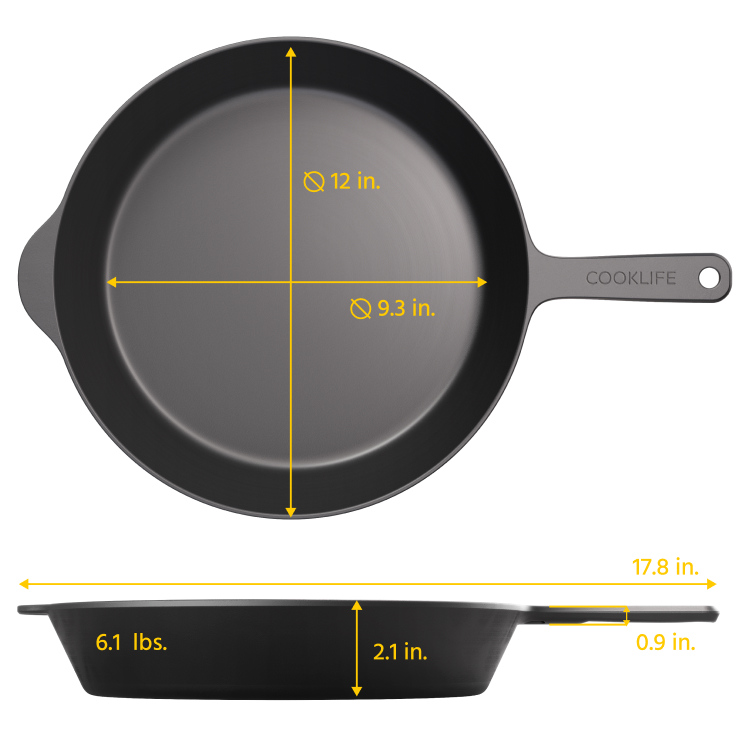 12 inch Cast Iron Skillet_dimension