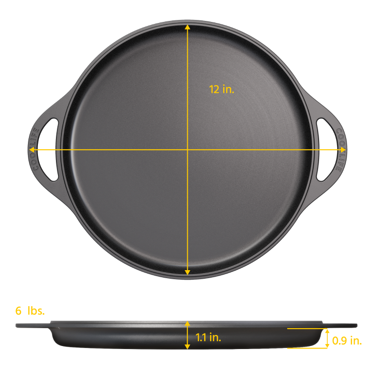 Cooklife 3-Piece Cast Iron Bundle 12" Griddle & 5.5Qt Dutch Oven