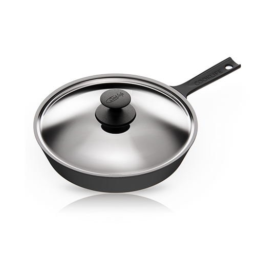 Cooklife 10 Inch Smooth Cast Iron Skillet with Lid