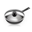 [CL-SK10-SO-LD-SS-BK] Cooklife 10 Inch Smooth Cast Iron Skillet with Lid