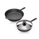 Cooklife 3-Piece Cast Iron Skillet Bundle 12" & 10" with Lid