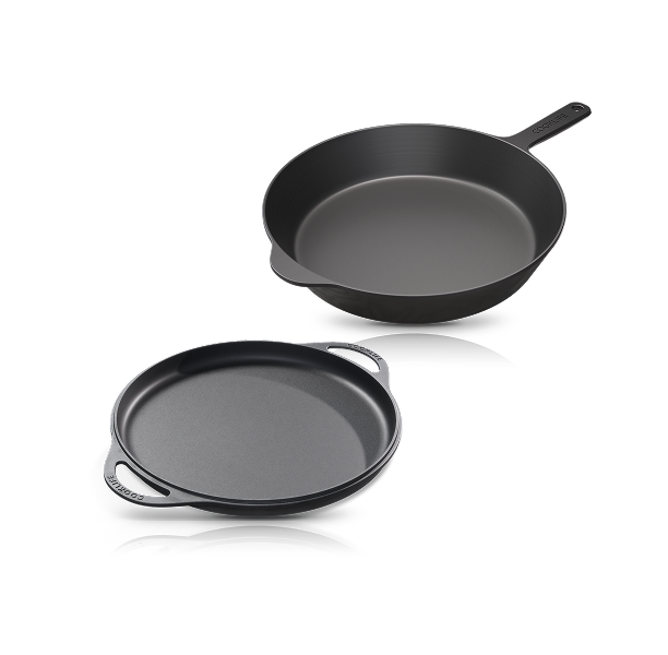 Cooklife 2-Piece Cast Iron Bundle 12" Griddle & 12" Skillet