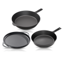 Cooklife 3-Piece Cast Iron Bundle 12" Griddle,12" Skillet, 10" Skillet