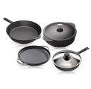 [CLR-SK-LD-DHG-DO5-KIT-6-G] Cooklife 6-Piece Cast Iron Bundle 5.5 qt. Dutch Oven, 12" Griddle & Skillet, 10" Skillet with Lid