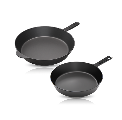 [CLR-SK-KIT-2-G] Cooklife 2-Piece Cast Iron Skillet Bundle 12" & 10"